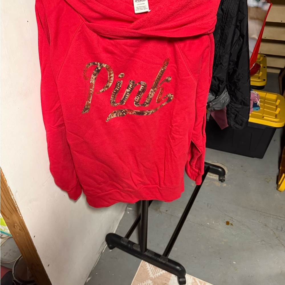 Red Victorias Secret Sweatshirt with Glitter Logo